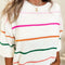 Striped Half Sleeve Drop Shoulder Sweater